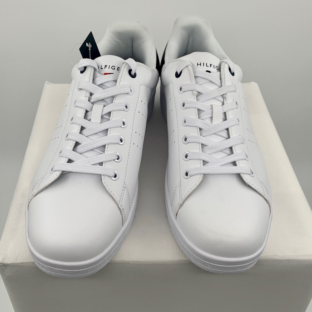 NWT NIB Tommy Hilfiger Listen Men’s White Leather Sneakers Shoes - Picture 8 of 11